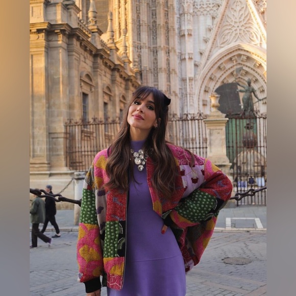 NWT-Patchwork Bomber Jacket - Picture 3 of 11